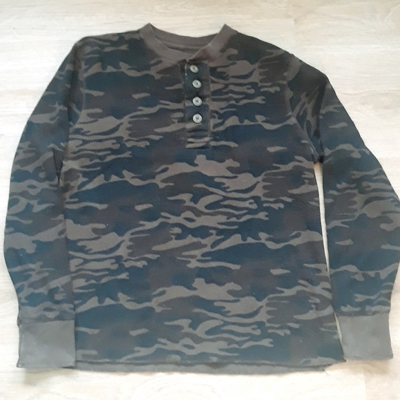 Retro Old Navy Camo Thermal Long Sleeve Henley Shirt - Men's Large Camo Shirt - Picture 9 of 12